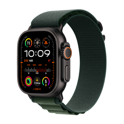Watch Apple Watch Ultra 2 (2024) LTE 49mm Black Titanium Case with Alpine Loop S - Dark Green